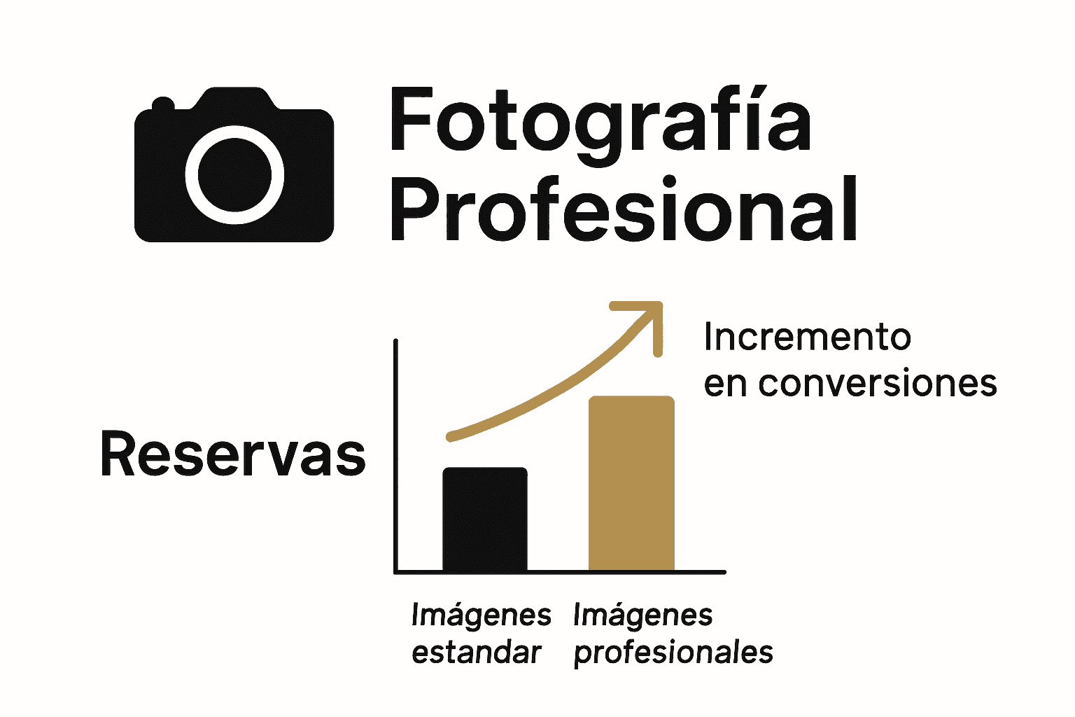 Infograf&iacute;a mostrando relaci&oacute;n entre fotograf&iacute;as profesionales y reservas hoteleras