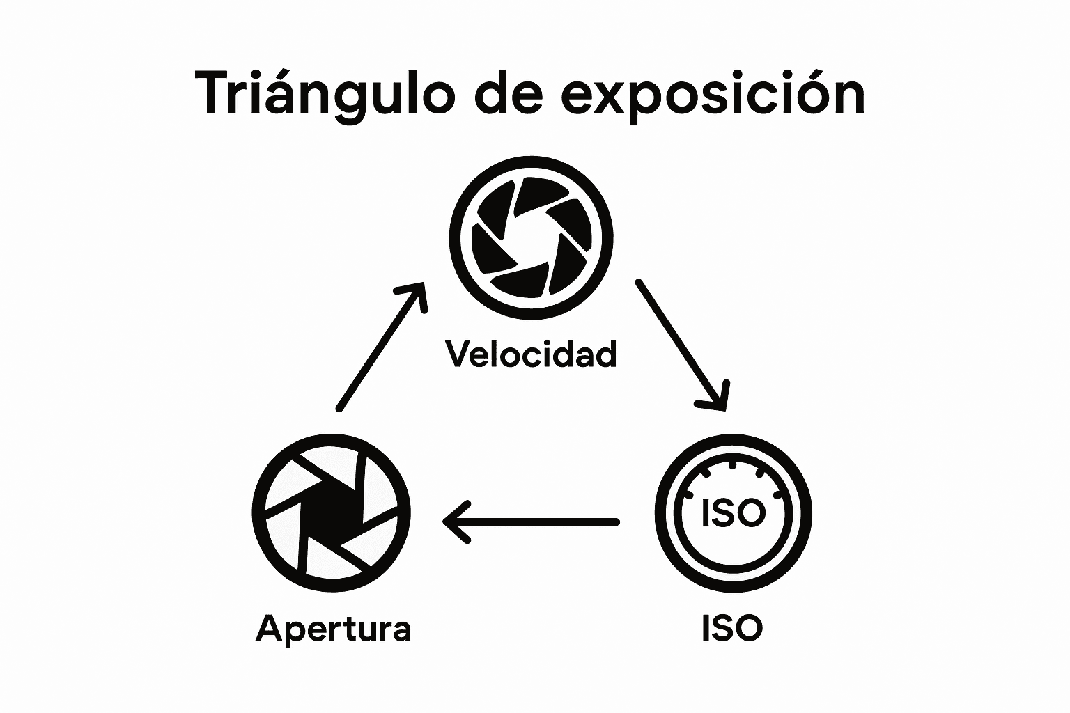 Infograf&iacute;a sobre el tri&aacute;ngulo de la exposici&oacute;n en fotograf&iacute;a
