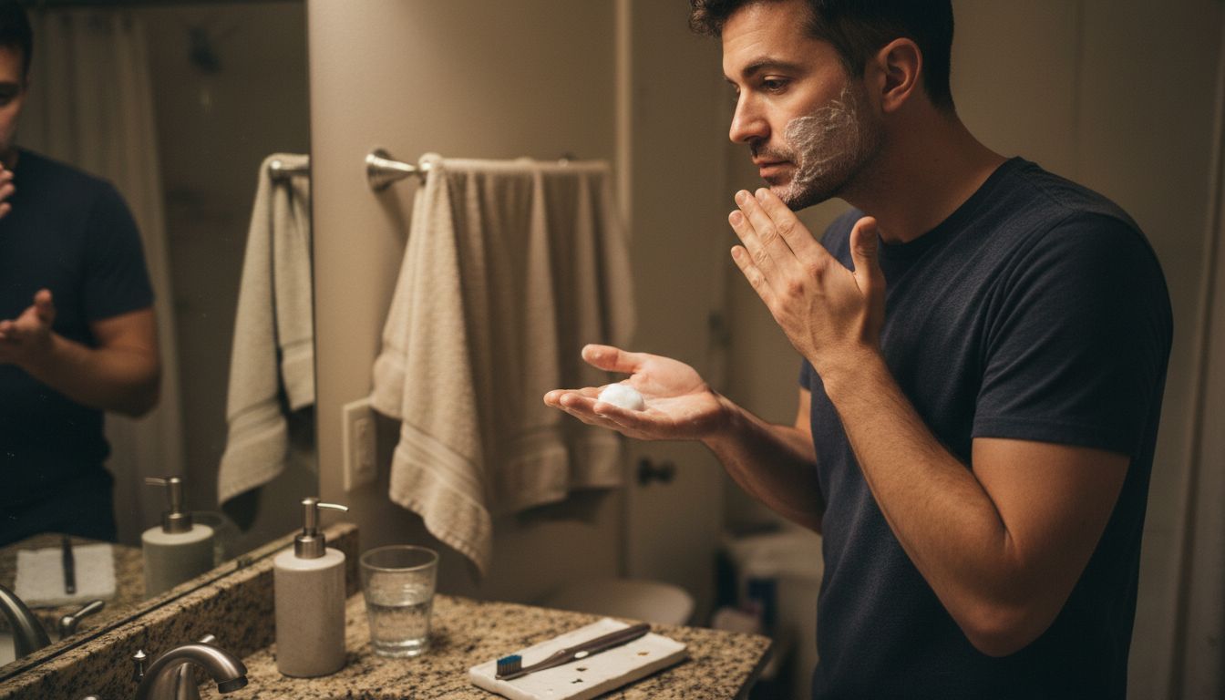 Man applying cleanser in circular motion
