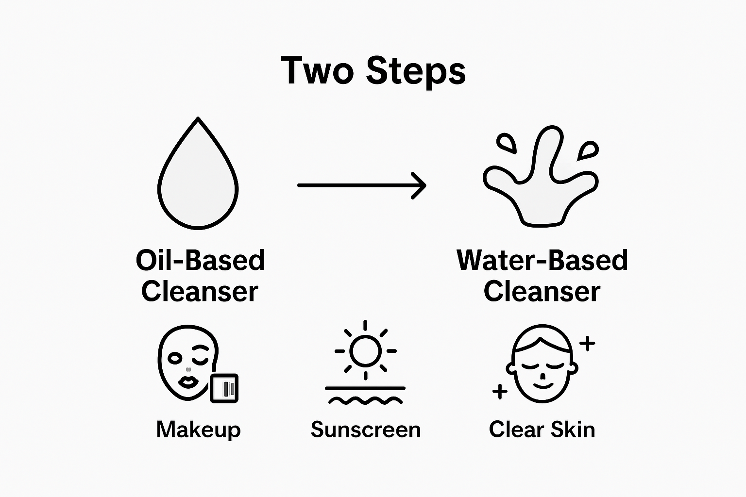 Infographic: double cleansing step-by-step with icons