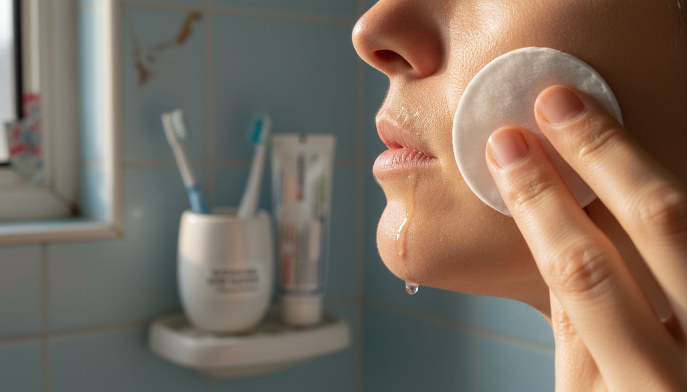 Close-up of glycolic acid exfoliation on cheek