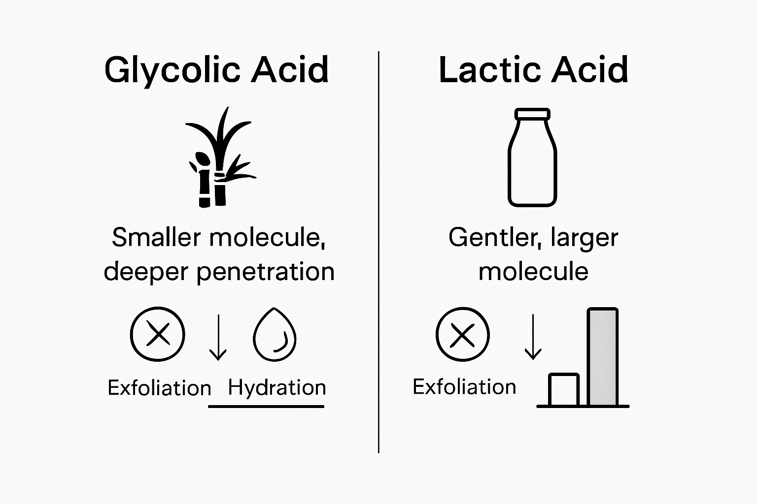 Infographic comparing glycolic acid to lactic acid