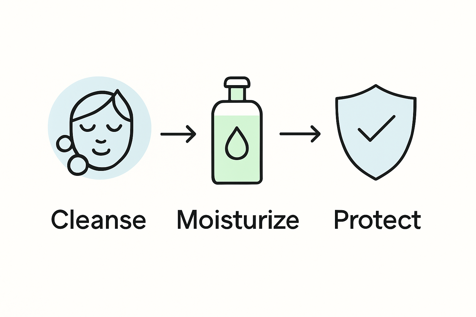 Infographic showing steps for moisturizing and protecting skin