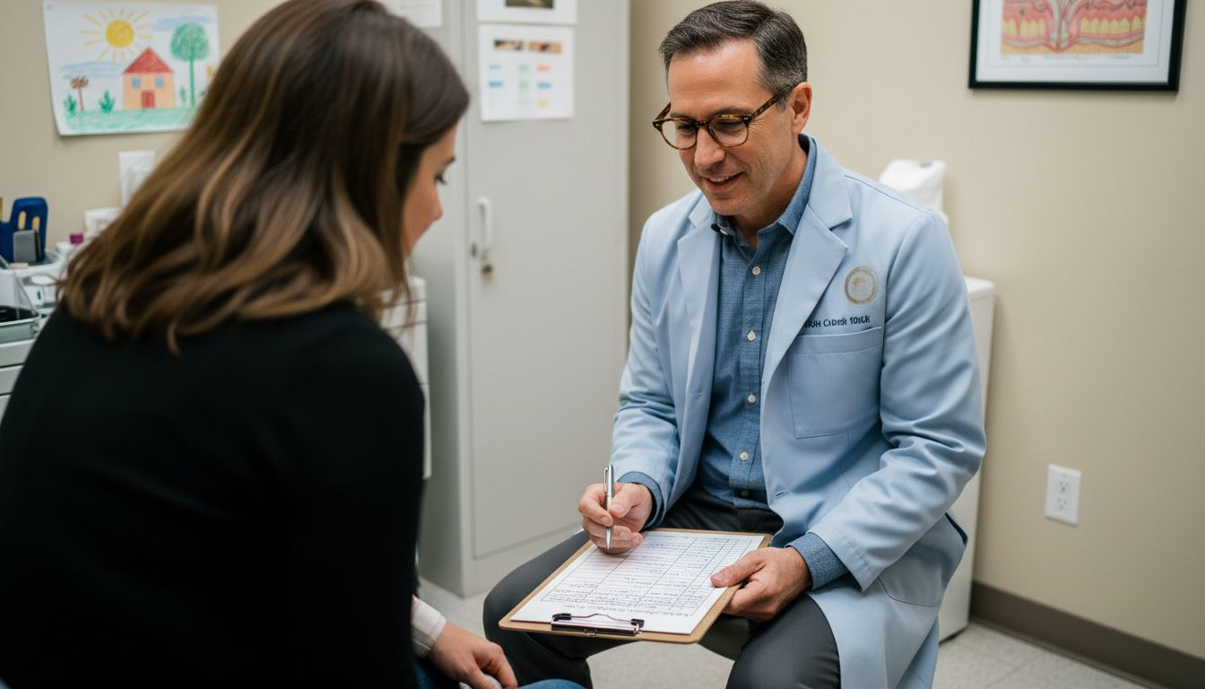 Dermatologist explains patch testing to patient
