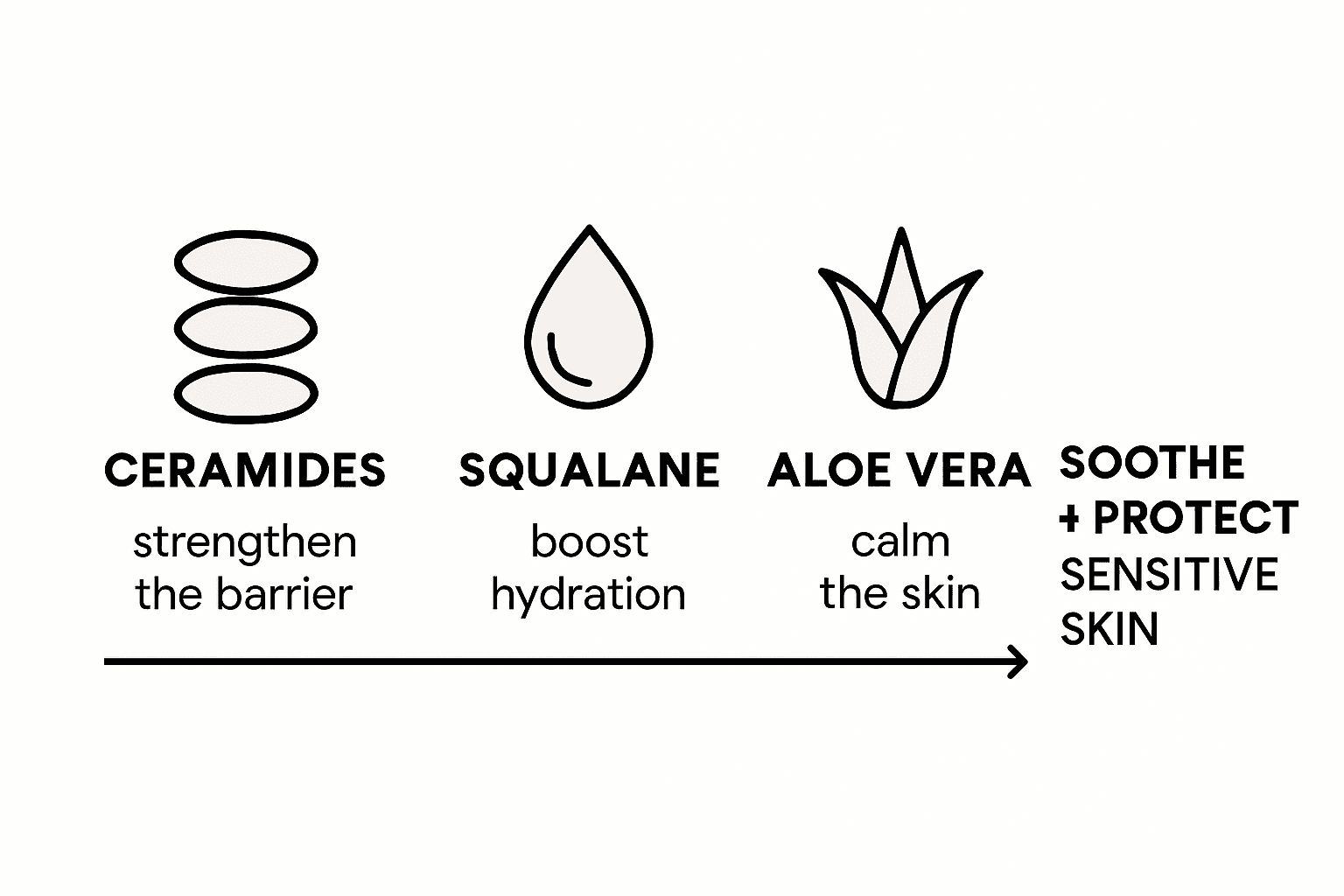 Infographic comparing soothing ingredients for sensitive skin