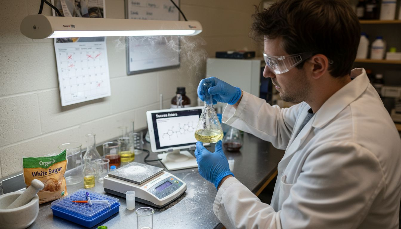 Chemist testing skincare formula in lab