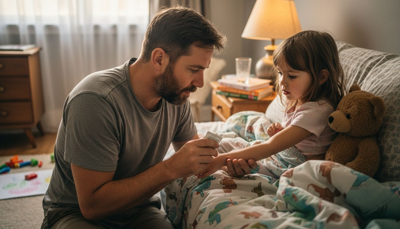 Parent performing skincare patch test on child