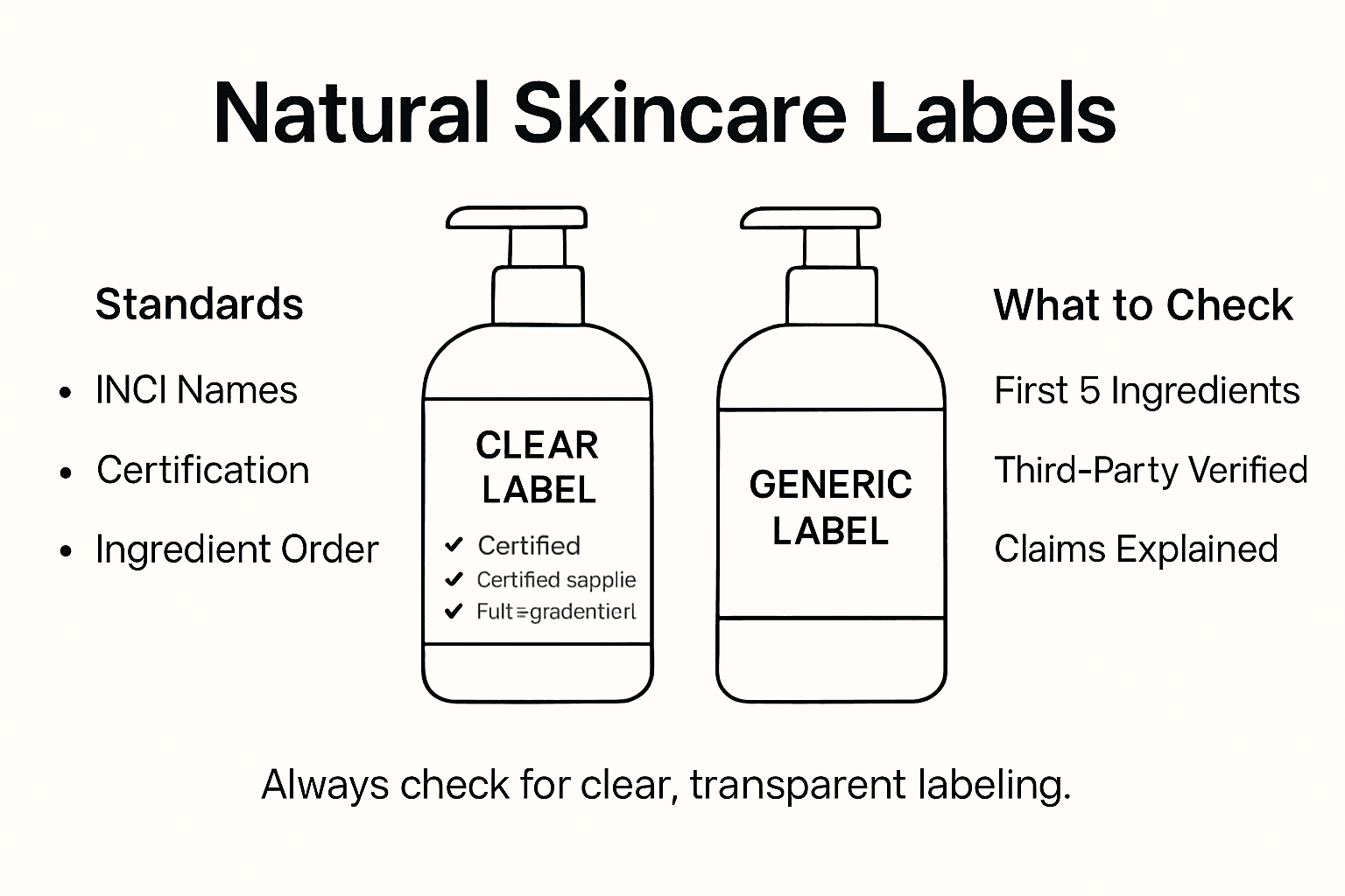 Infographic showing natural skincare labeling standards