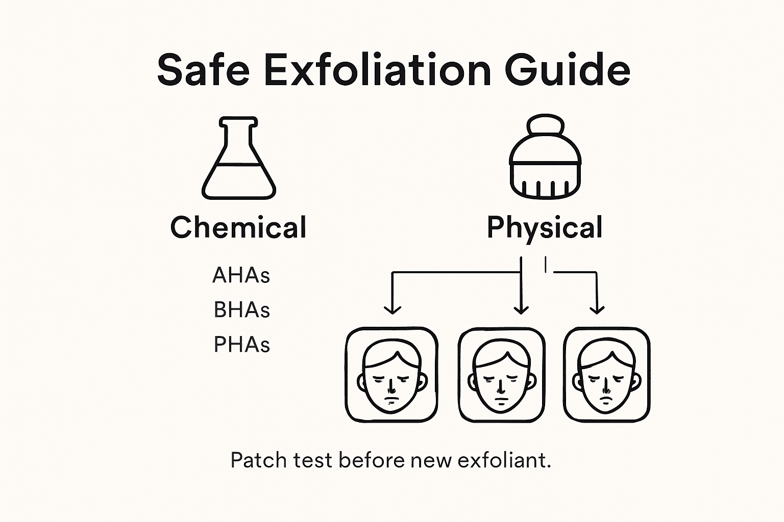 Infographic comparing exfoliation methods for skin types