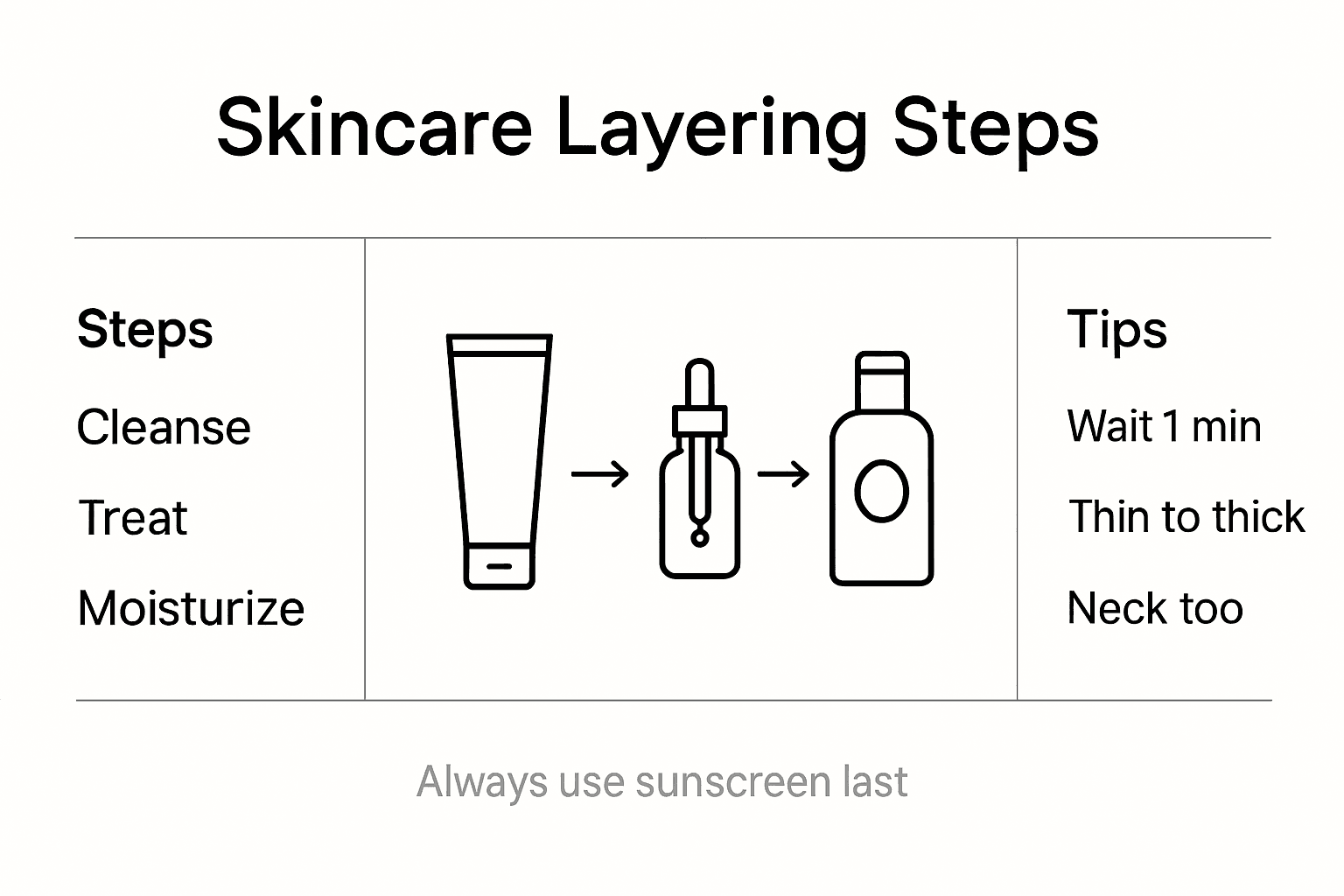 Infographic showing key skincare layering steps