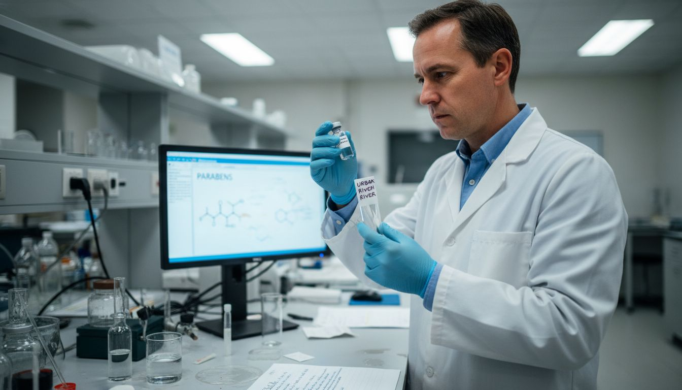 Scientist testing water for parabens in lab