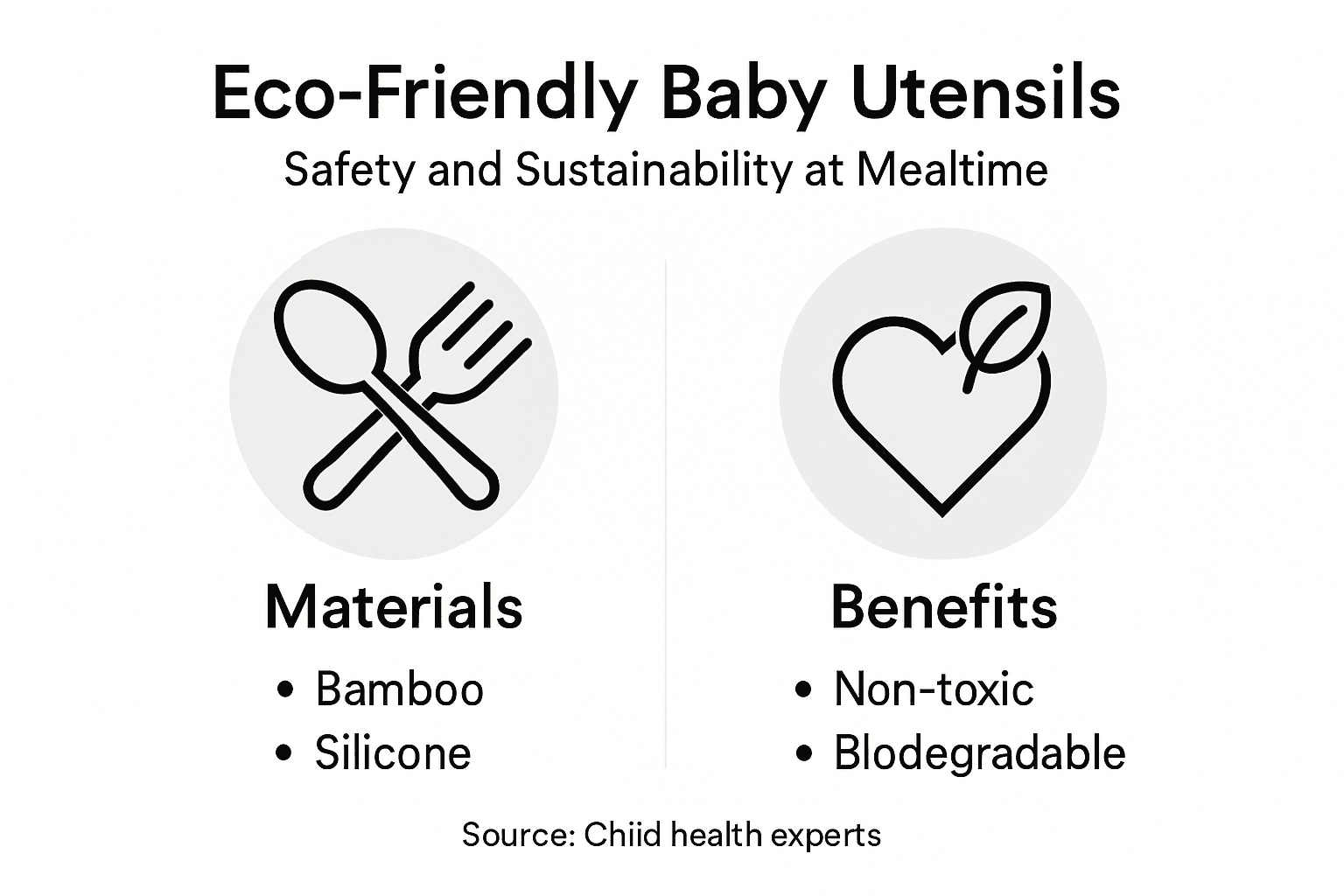 Infographic on eco-friendly baby utensil materials and benefits