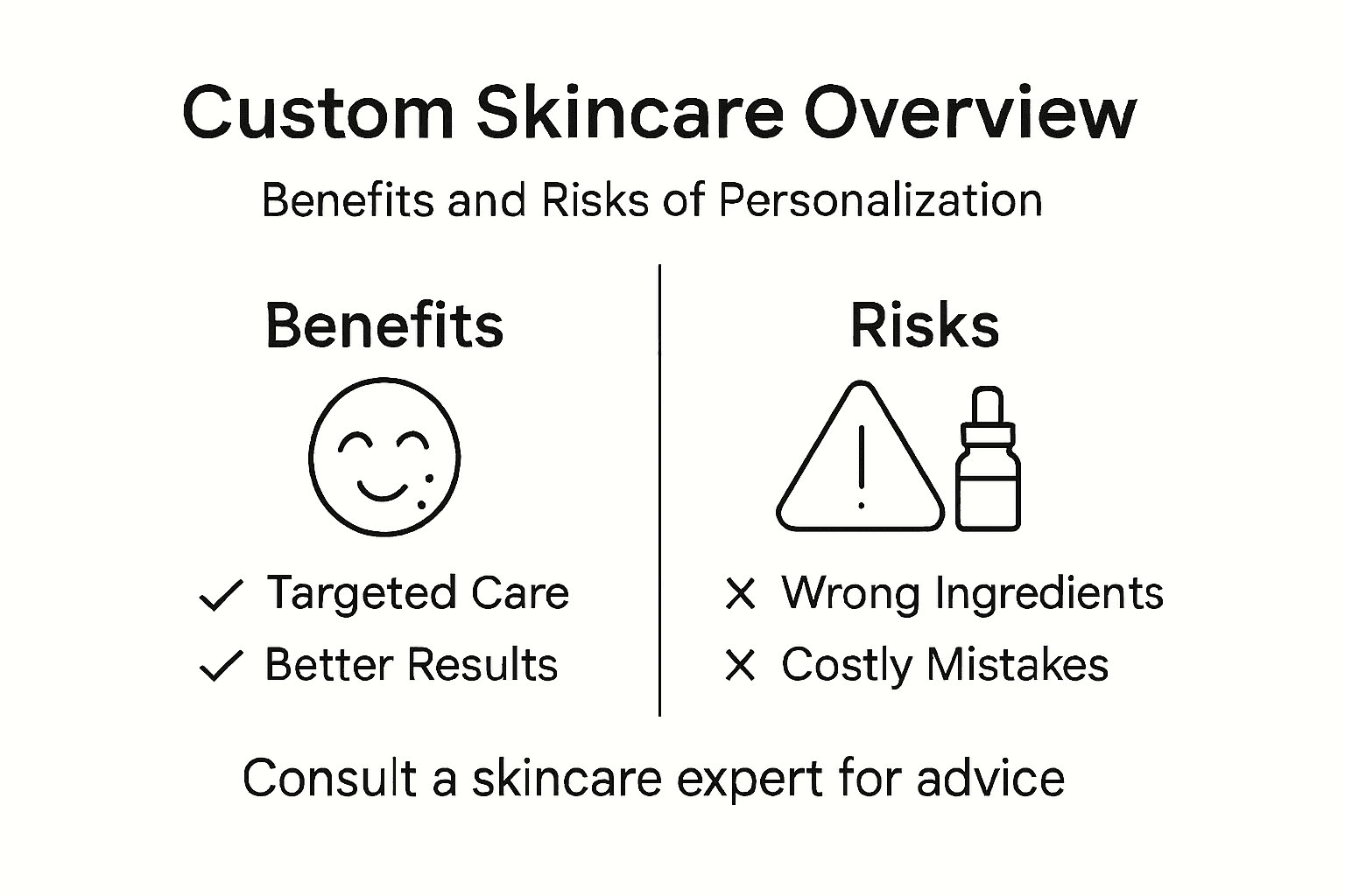 Infographic summarizing custom skincare pros and cons