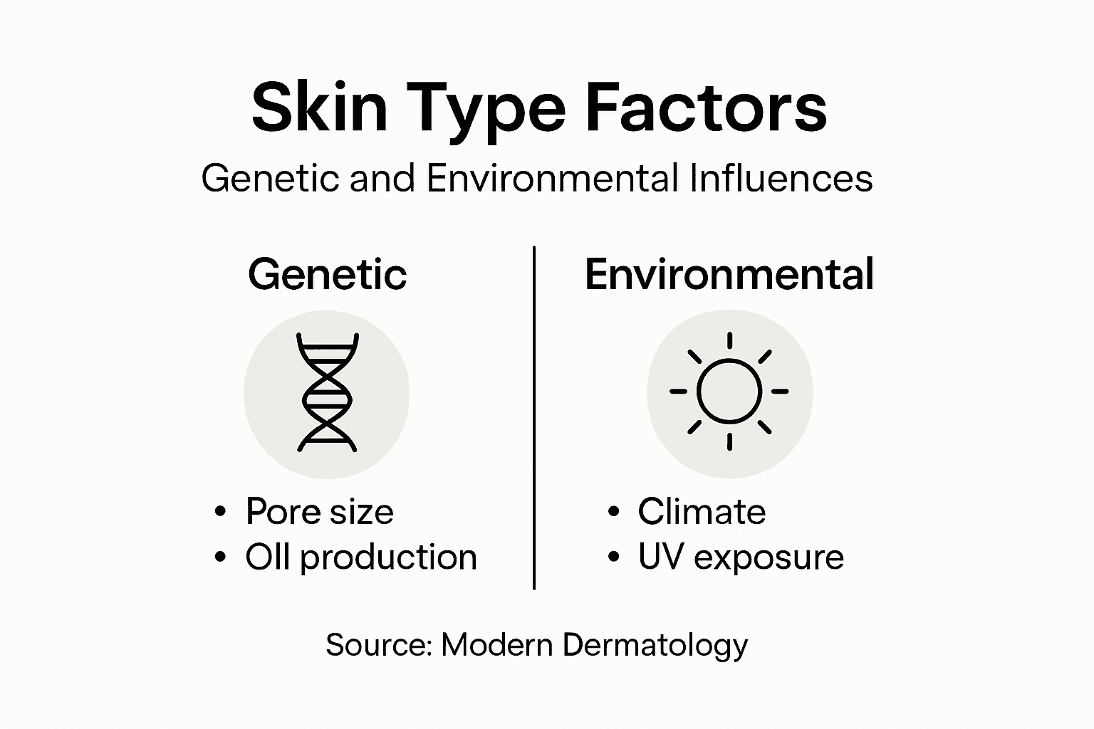 Infographic illustrating skin type factor categories