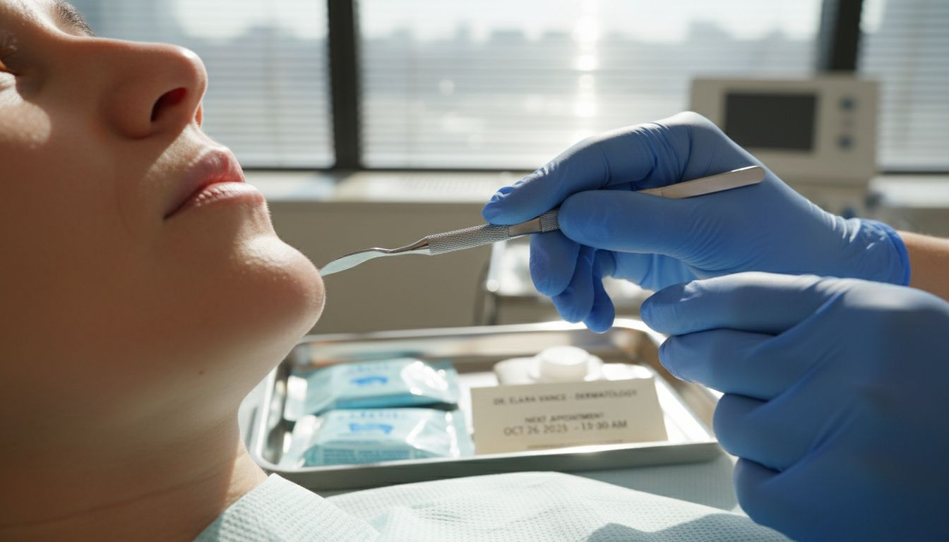 Dermatologist using scalpel for dermaplaning