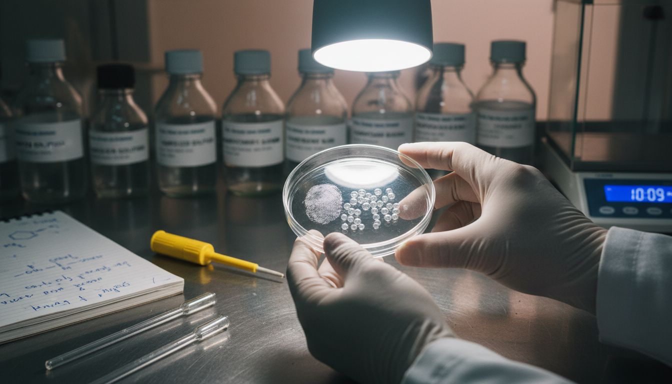 Scientist shows micelle clusters in lab dish