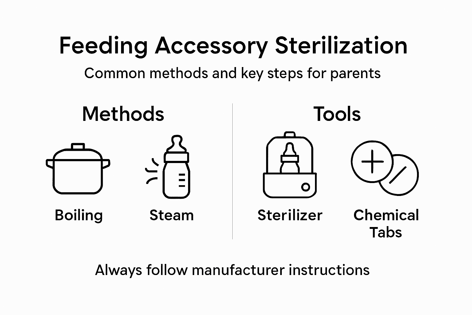 Infographic about sterilizing feeding accessories