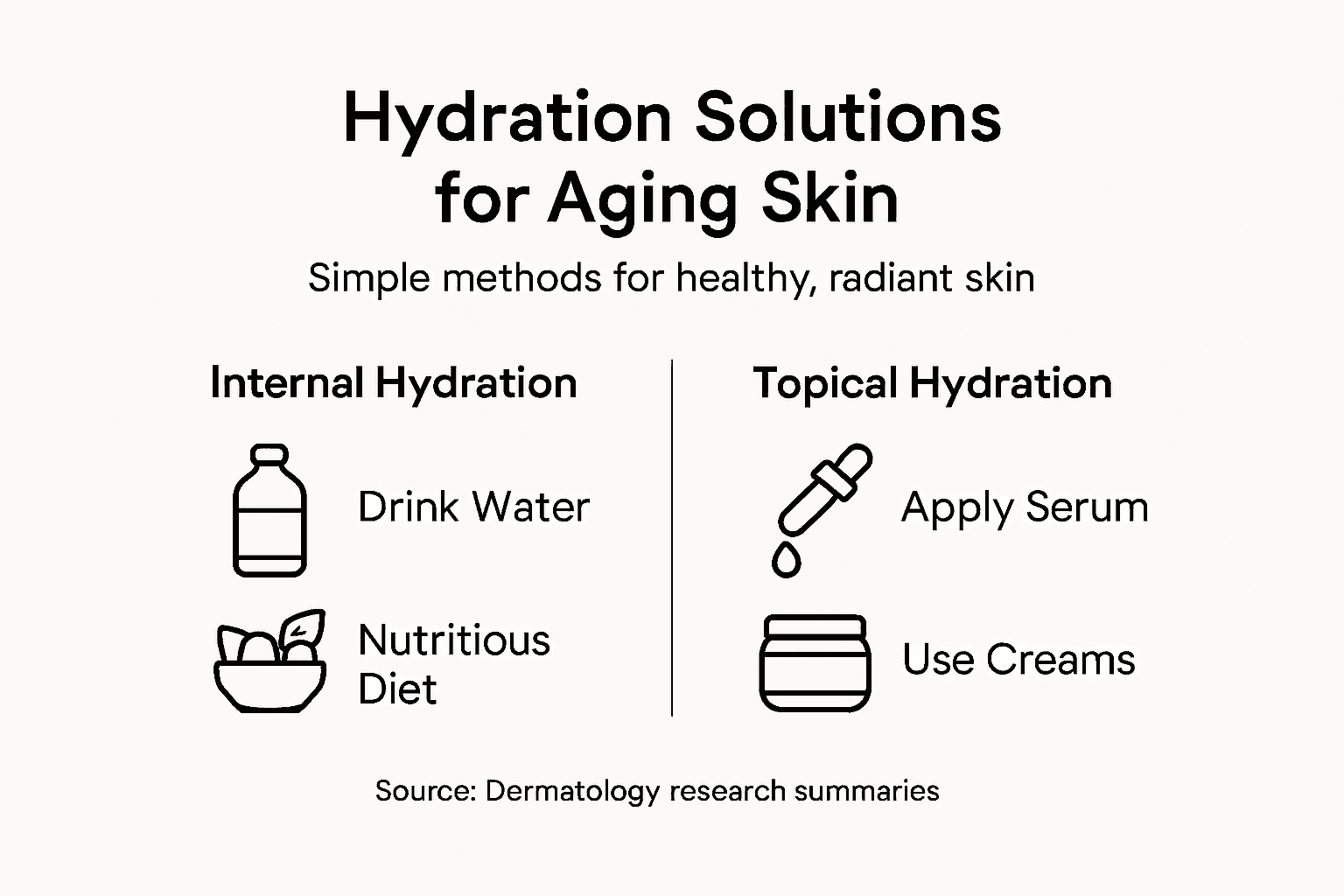 Infographic showing hydration strategies for mature skin