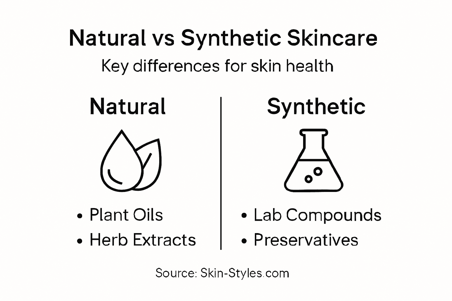 Infographic comparing natural and synthetic skincare