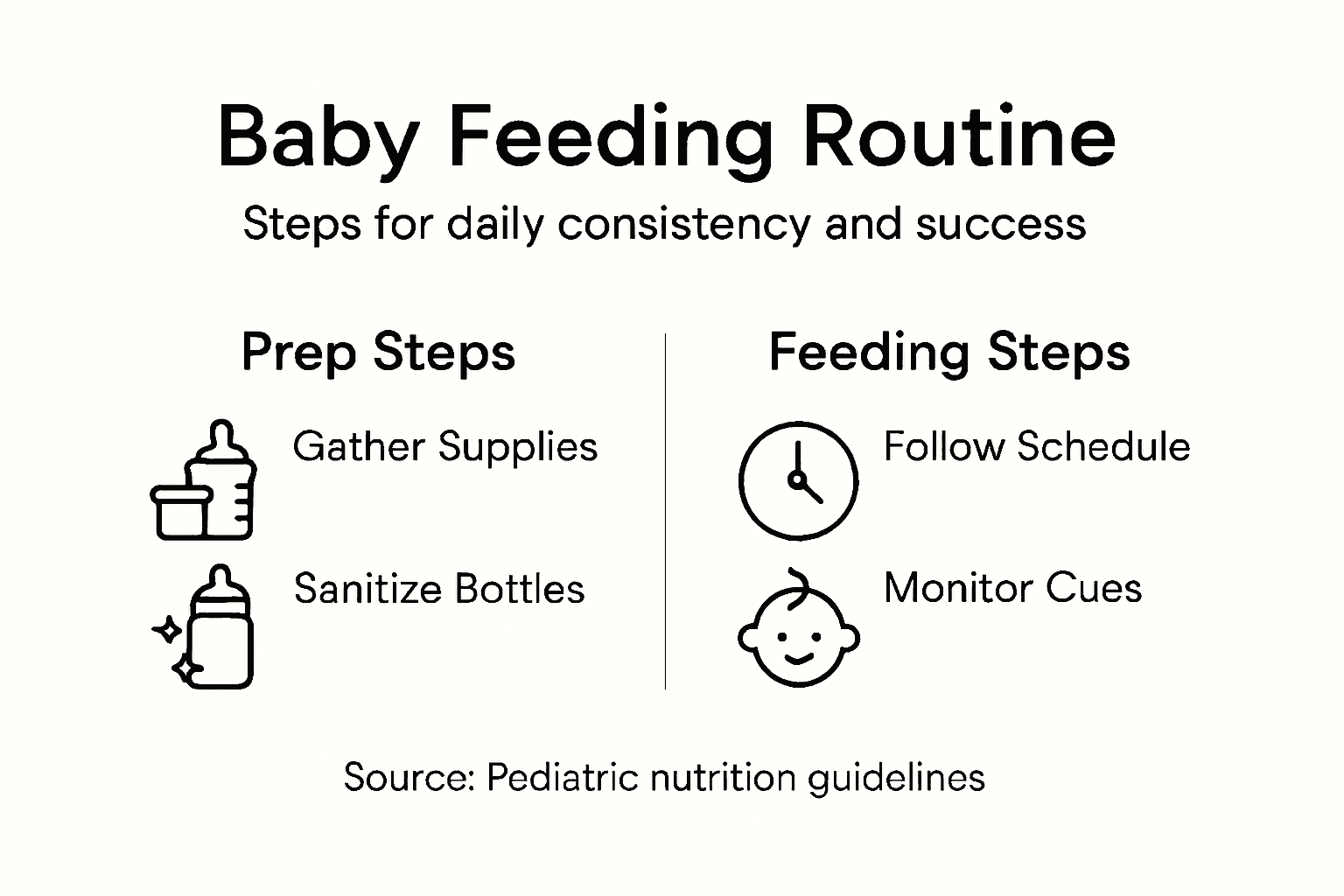 Infographic outlining baby feeding routine steps