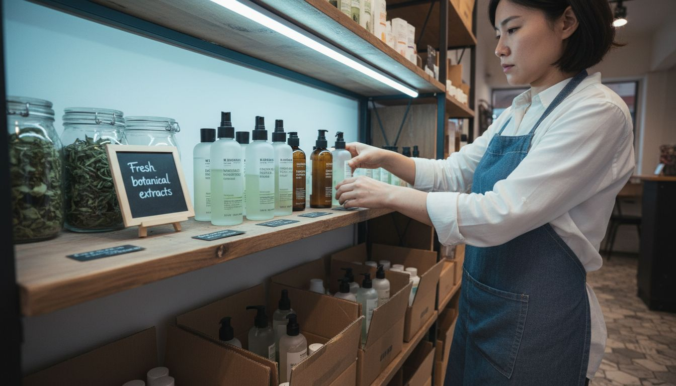 K-Beauty ingredients and products on shelf