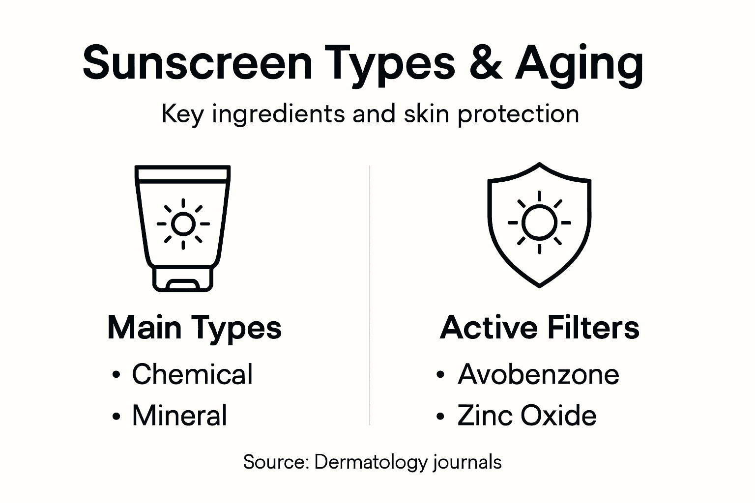 Infographic on sunscreen types and key ingredients
