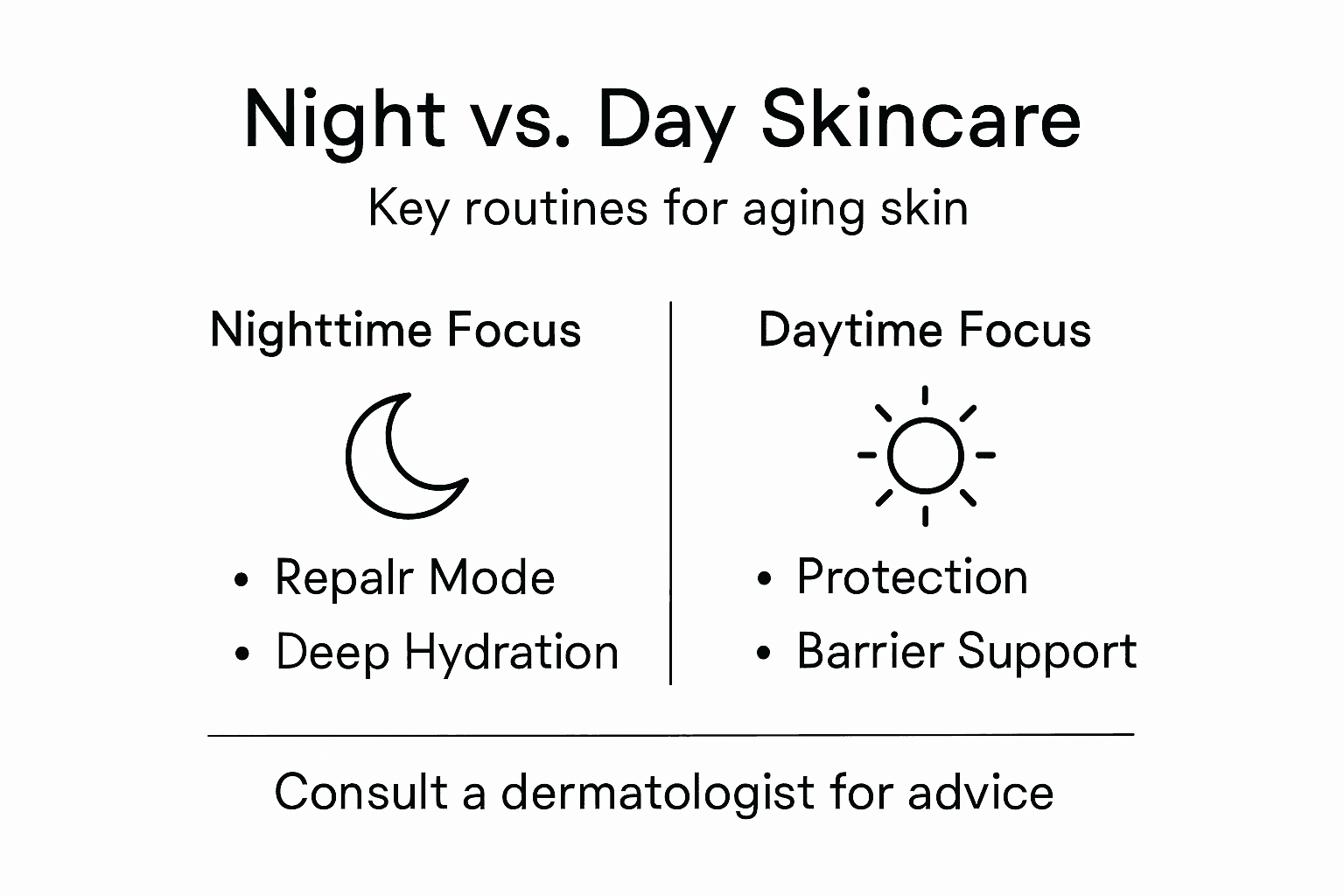 Infographic comparing night and day skincare