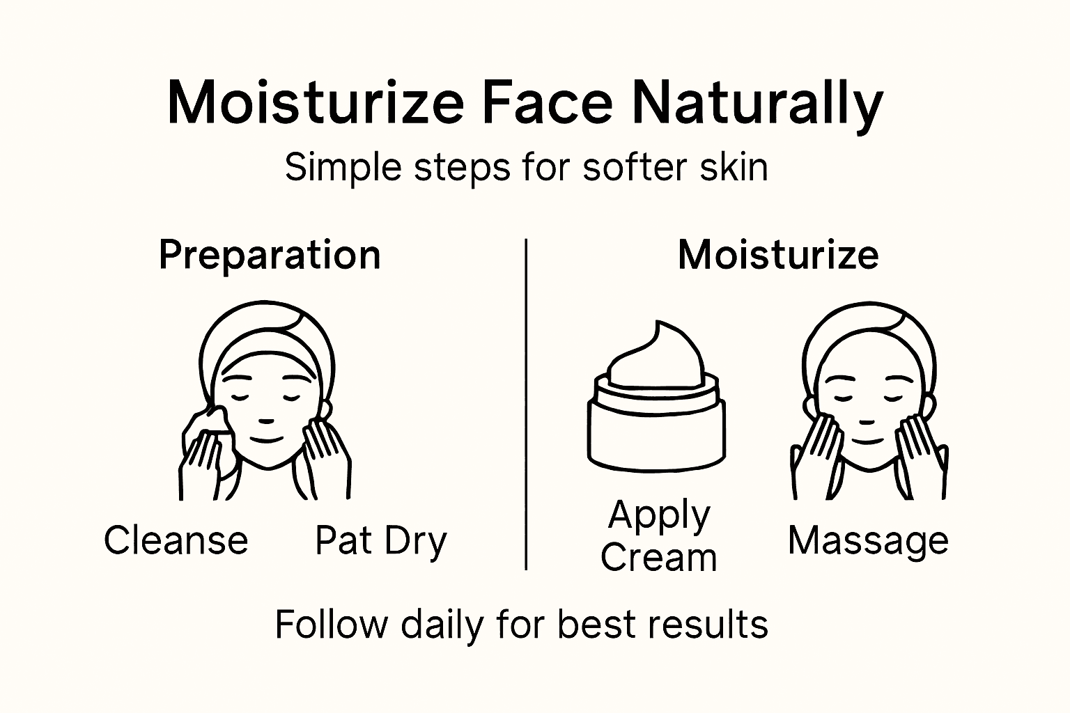 Infographic showing natural moisturizing steps