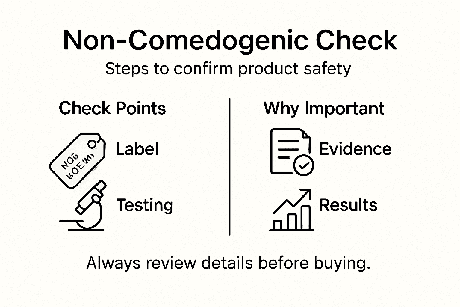 Infographic on verifying non-comedogenic skincare products