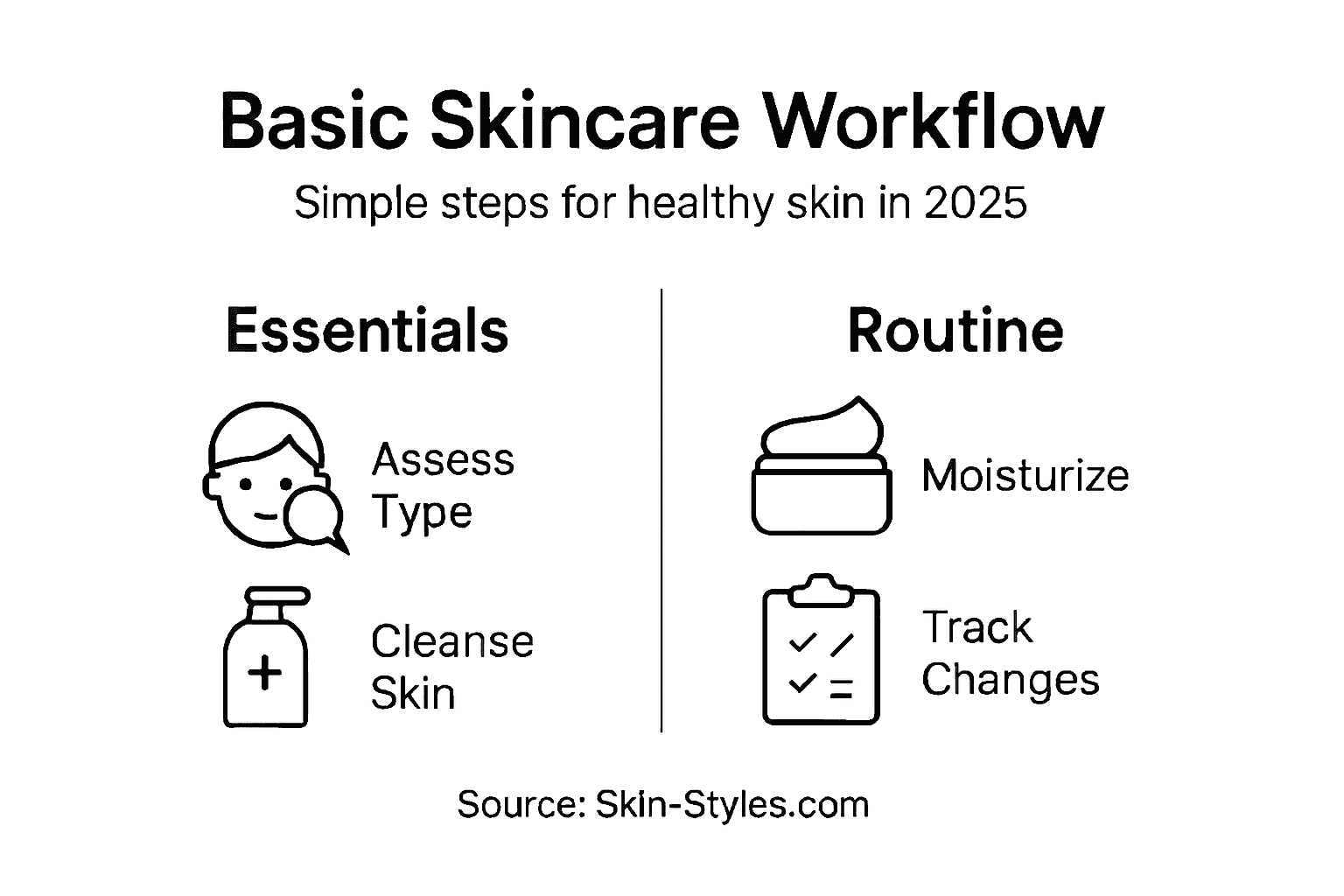 Infographic summarizing basic skincare workflow steps
