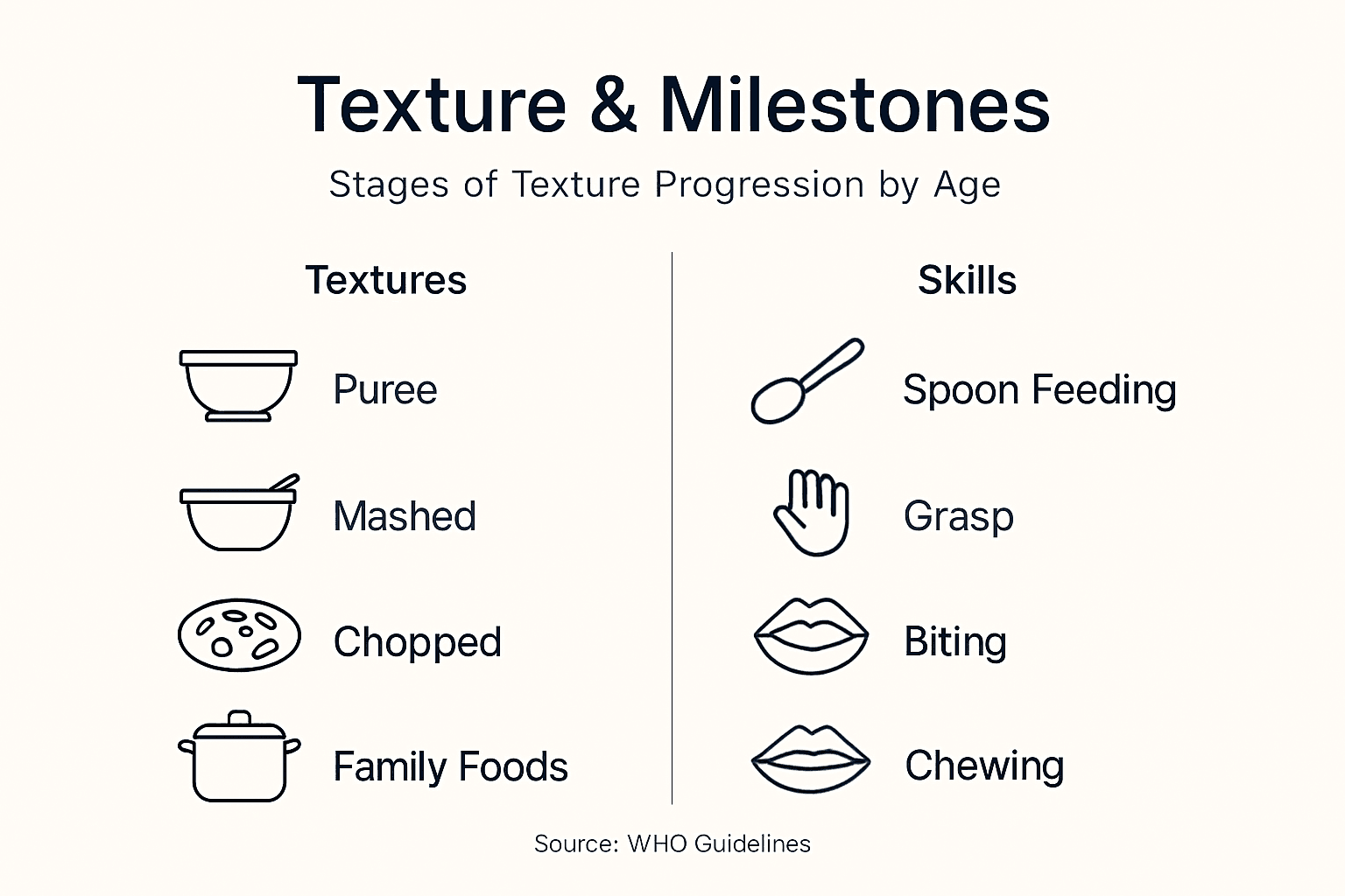 Infographic showing baby texture stages and skills
