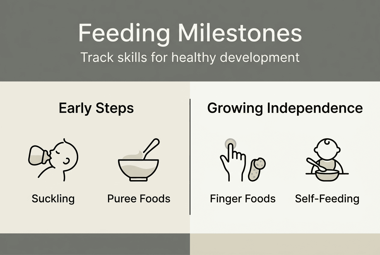 Infographic showing feeding milestones stages