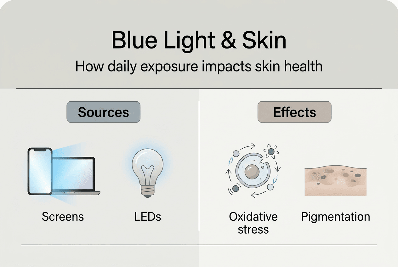 Infographic blue light sources and effects