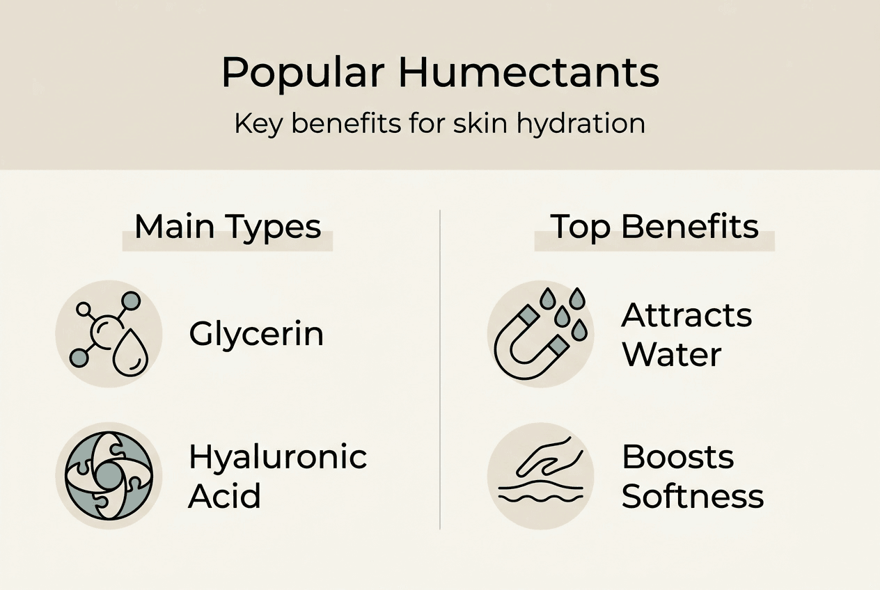 Infographic showing humectant types and benefits