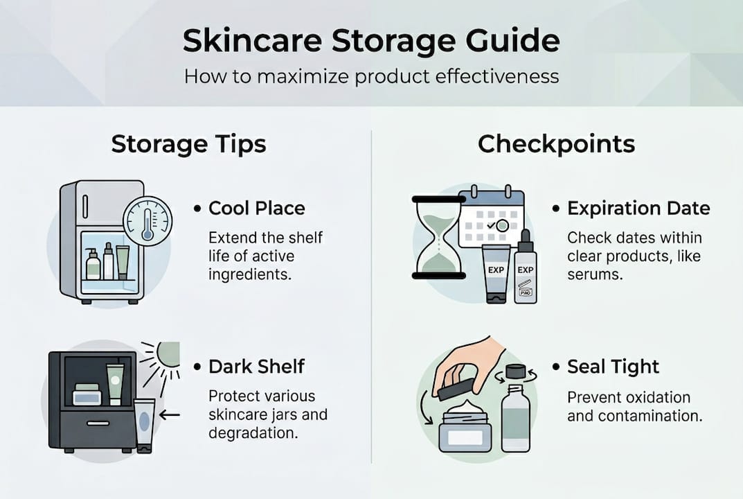 Infographic of skincare storage best practices