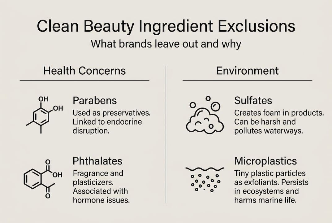 Infographic of excluded skincare ingredients