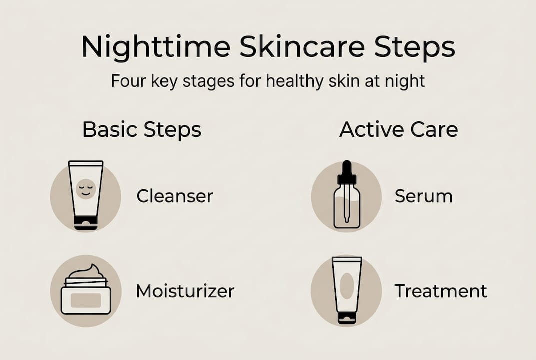 Infographic of nighttime skincare routine steps