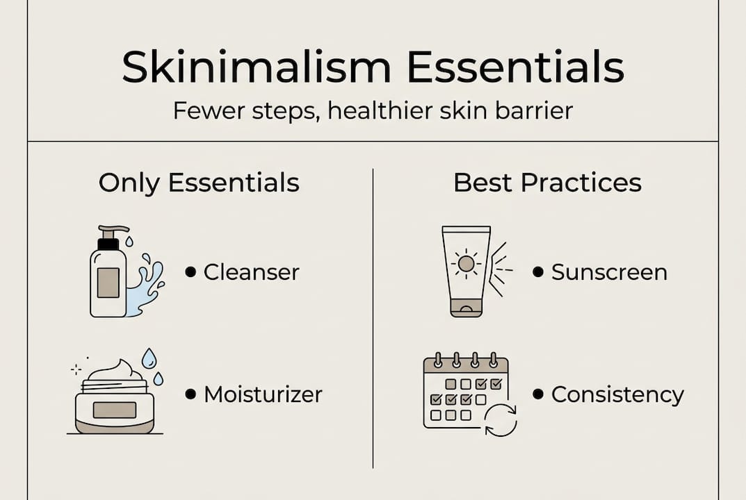 Infographic showing skinimalism essentials comparison
