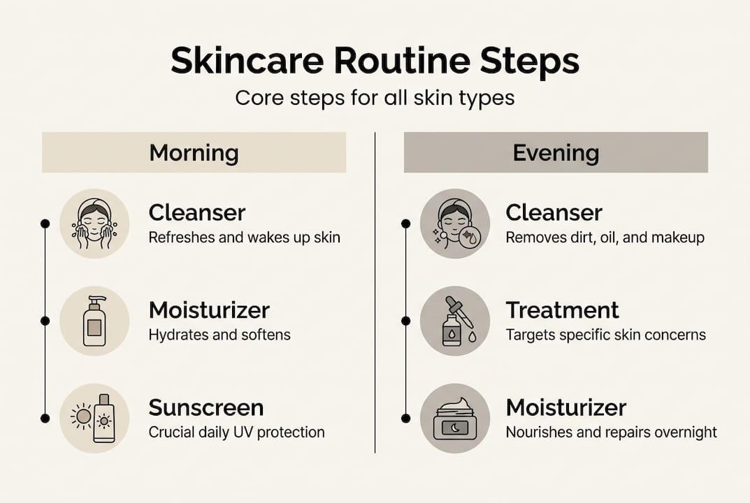 Infographic showing key skincare routine steps