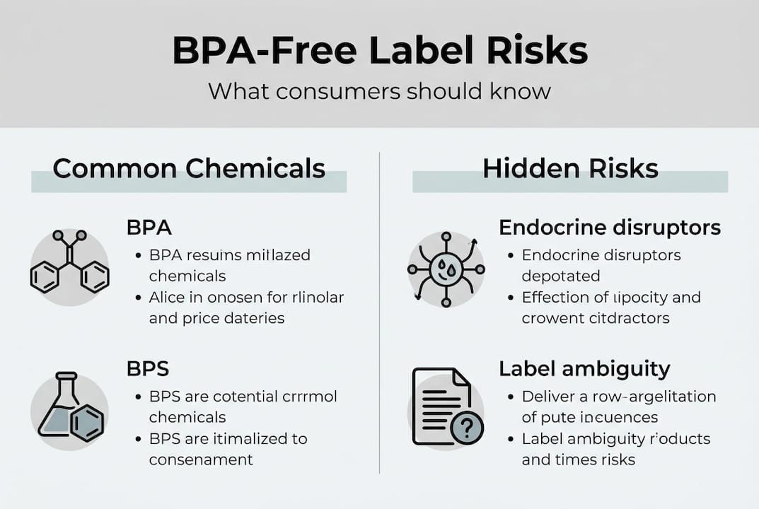 Infographic on BPA-free label risks and substitutes