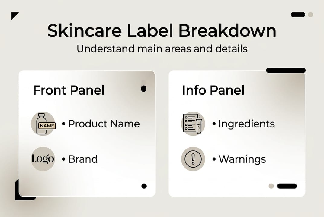Infographic showing skincare label main parts