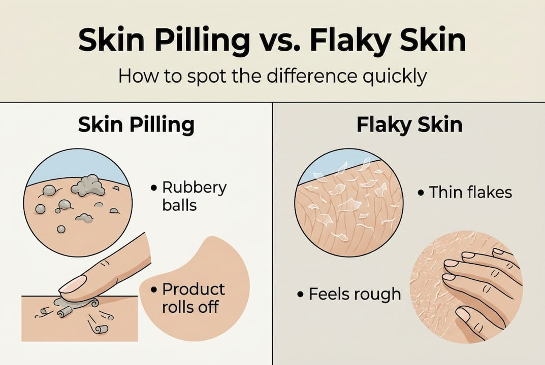 Infographic compares skin pilling and flakiness