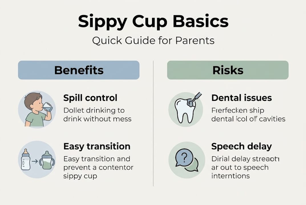 Infographic on sippy cup benefits and risks