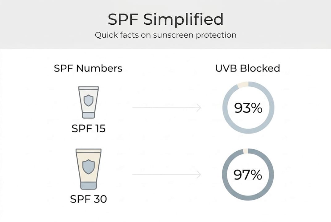 Infographic showing SPF levels blocking UVB rays