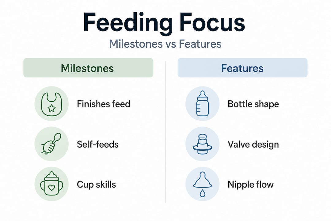 Infographic comparing milestones and bottle features