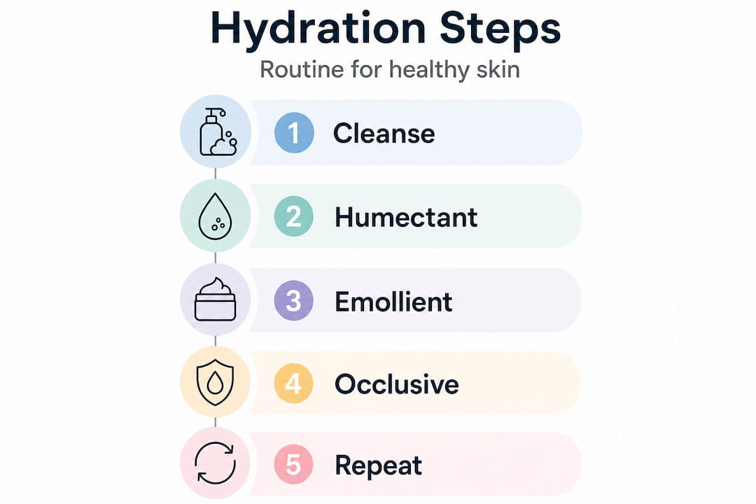 Step-by-step skin hydration infographic