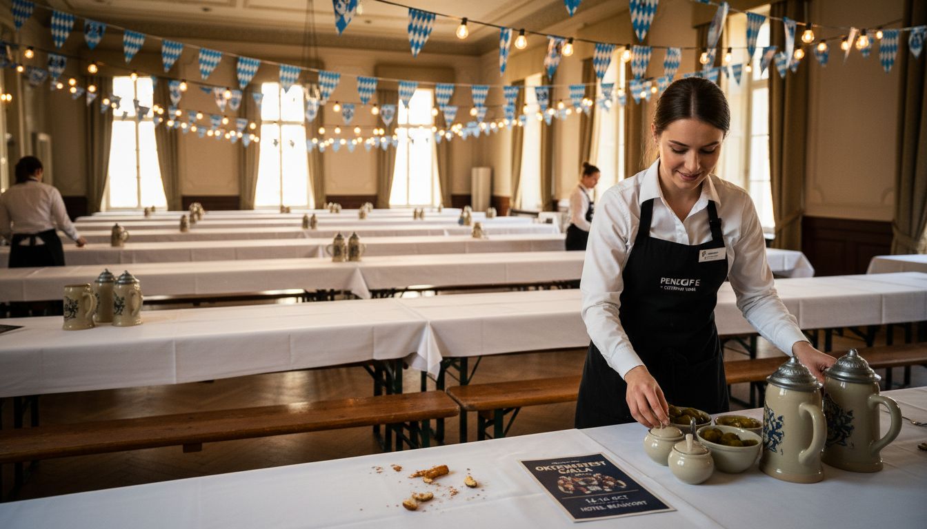 Decor and setup for Bavarian corporate event