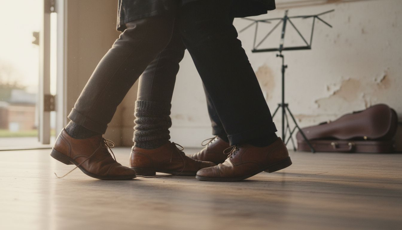 Close-up of Bavarian waltz footwork