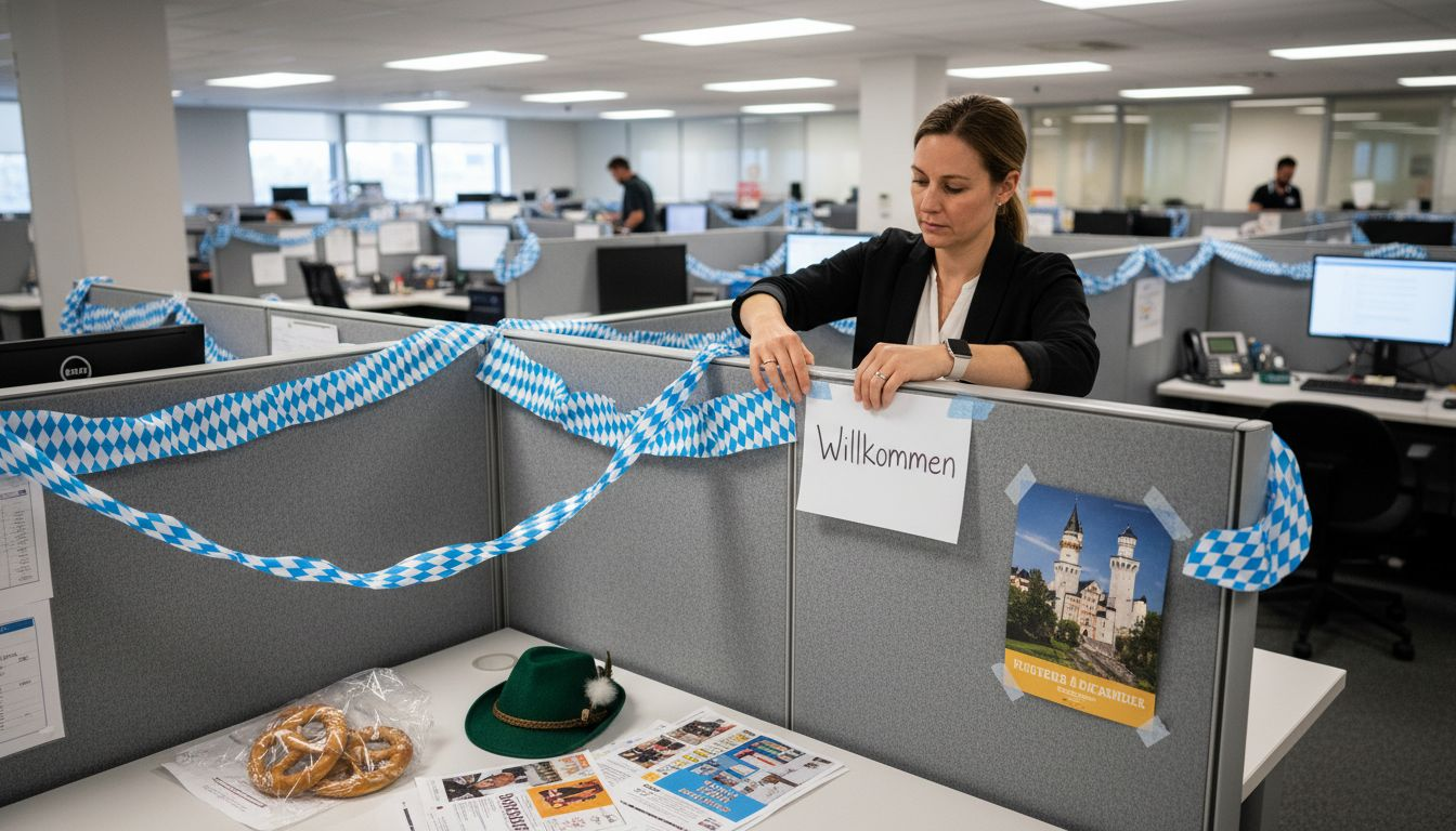 Bavarian-themed office decorations and props