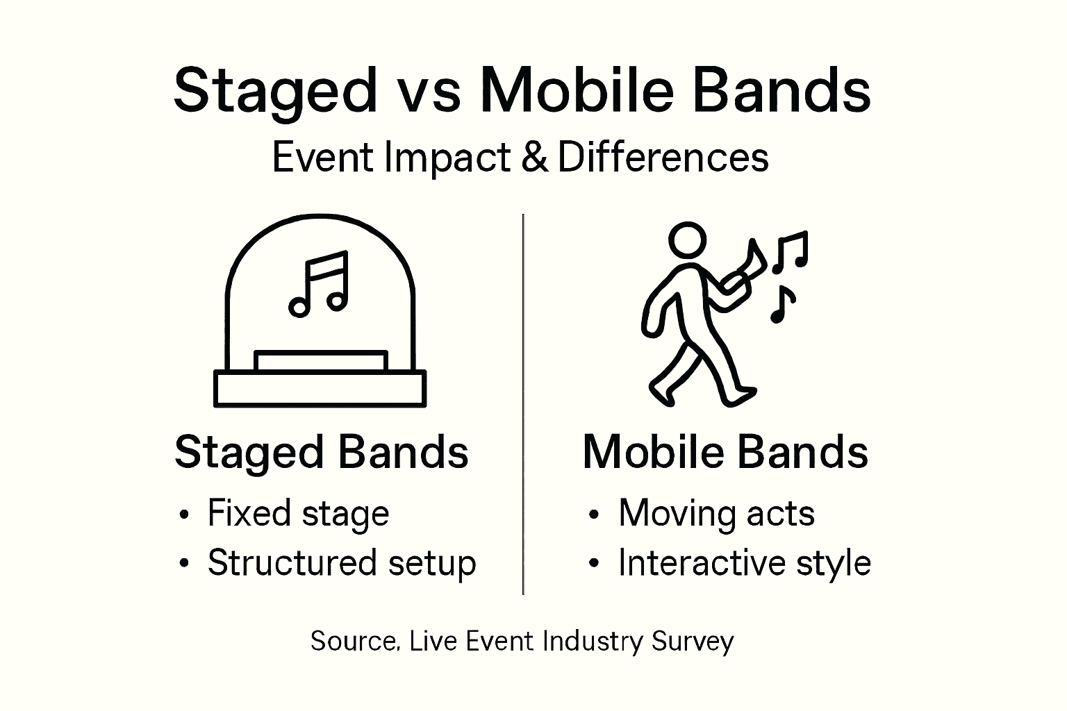 Infographic comparing staged and mobile bands
